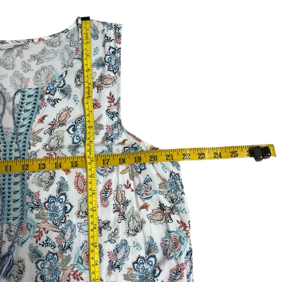 J. Jill Folkloric Boho Paisley Floral Tassel‎ Sleeveless Top Blouse Bohemian XL - Picture 5 of 14